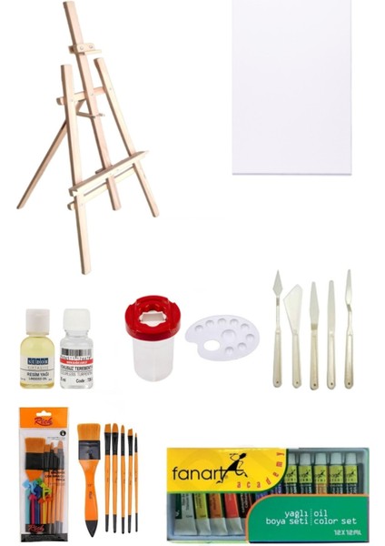 Şövale Yağlı Boya Seti 50X70 Tuval Set