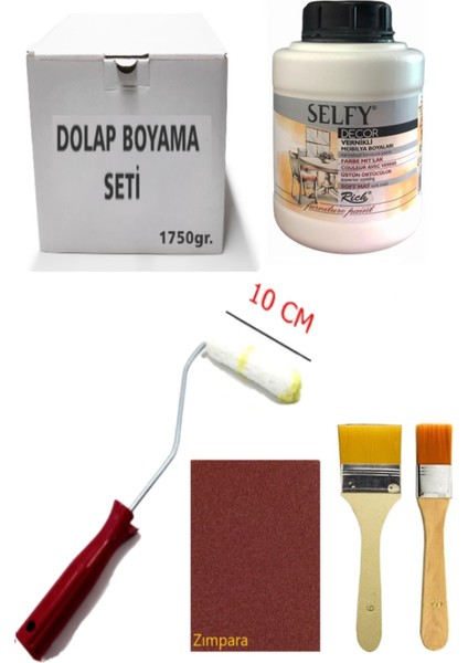 Rich Selfy Decor Beyaz Kendinden Vernikli Boya 1750 gr Dolap Boyama Seti