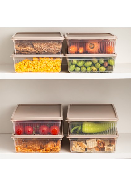 5309 4lü Buzdolabı ve Difriz Düzenleyici Saklama Kabı Seti - Bpa Içermez, Mikrodalga Uyumlu, Kapaklı, Gıda Saklama Kabı,cappuccino, 2 Lt fiyatları