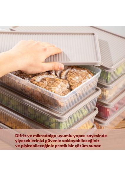 5309 4lü Buzdolabı ve Difriz Düzenleyici Saklama Kabı Seti - Bpa Içermez, Mikrodalga Uyumlu, Kapaklı, Gıda Saklama Kabı,cappuccino, 2 Lt modelleri