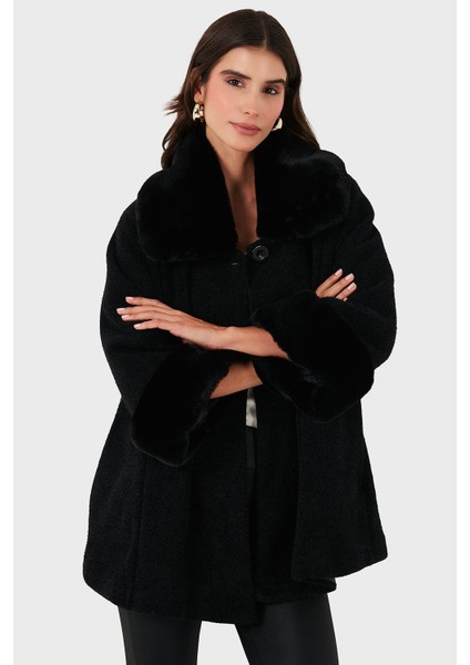 Via Dante Oversize Fit Ceket Yaka Düğmeli Kürk Mont Bayan Mont 6858060 fiyatları