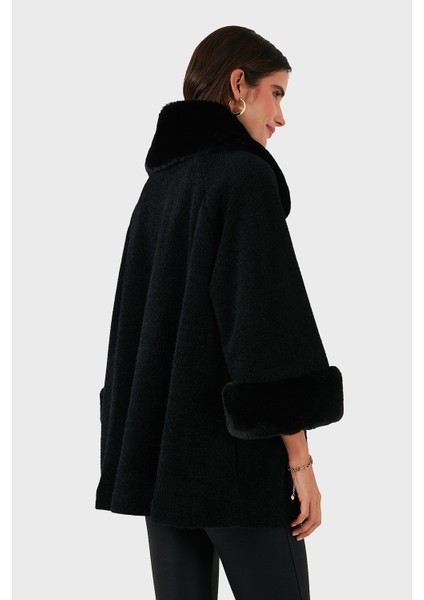 Via Dante Oversize Fit Ceket Yaka Düğmeli Kürk Mont Bayan Mont 6858060 modelleri