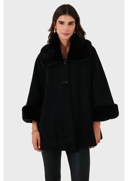 Via Dante Oversize Fit Ceket Yaka Düğmeli Kürk Mont Bayan Mont 6858060 indirimleri