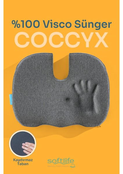 COCCYX Ortopedik Visco Oturma Minderi Kuyruk Sokumu Visko Minder 45x34x7 cm modelleri
