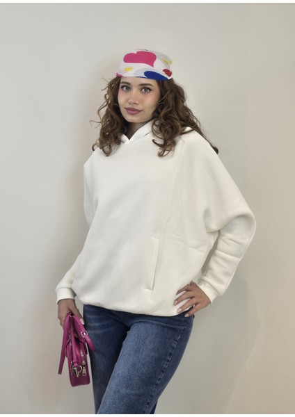 Kadın Kapüşonlu Kanguru Cepli Uzun Kol Oversize Sweatshirt fırsatları
