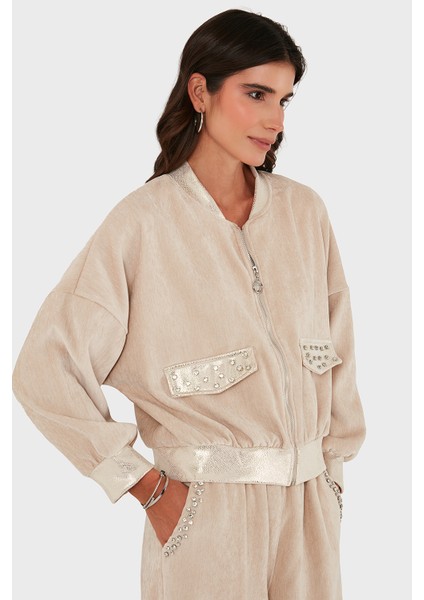 Via Dante Oversize Fit Kolej Yaka Fermuarlı Ceket Bayan Ceket 69143940 fırsatları