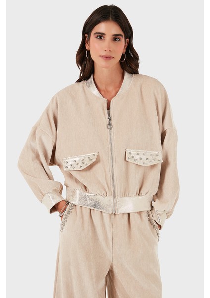 Via Dante Oversize Fit Kolej Yaka Fermuarlı Ceket Bayan Ceket 69143940