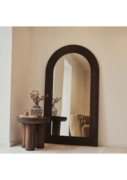 Koyu Ahşap Ekstra Büyük Premium Kemerli Boy Aynası 180CM x 100CM