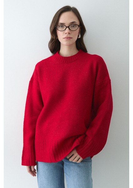 Kırmızı Bisiklet Yaka Basic Kazak - 2217