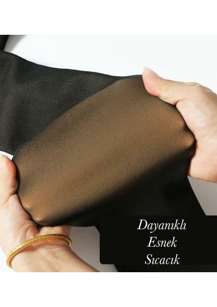 Büyük Beden Thin Looking Içi Peluşlu Kışlık Termal Ten Görünümlü Siyah Peluş Tayt Külotlu Çorap