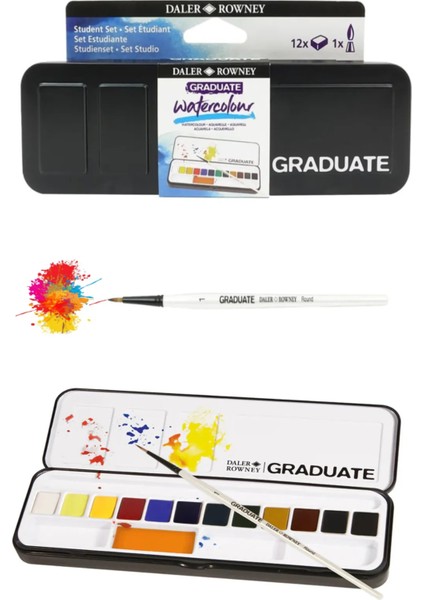Schoellershammer 25X35 15 S Teknik Çizim Kağıdı 200 gr Daler Rowney Graduate Suluboya Seti 12 Renk
