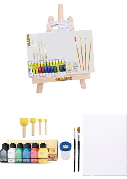 Ekonomik Yağlı Boya 12X12 Ml-Akrilik Boya 6X75 ml Başlangıç Seti