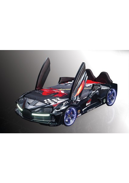 s Arabalı Yatak Çocuk Karyolası Kumandalı Işık ve Ses Sistemli Moon Aero Full Siyah modelleri