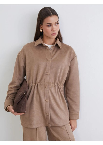 Lcw Modest Bej Kadın Süet Görünümlü Gömlek Ceket