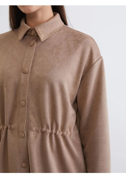 Lcw Modest Bej Kadın Süet Görünümlü Gömlek Ceket modelleri