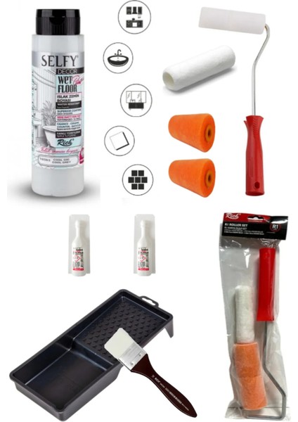 Selfy Decor Islak Zemin Boyası Cool Gri 500 ml Tezgah,fayans,granit,mermer,seramik Boyama Seti