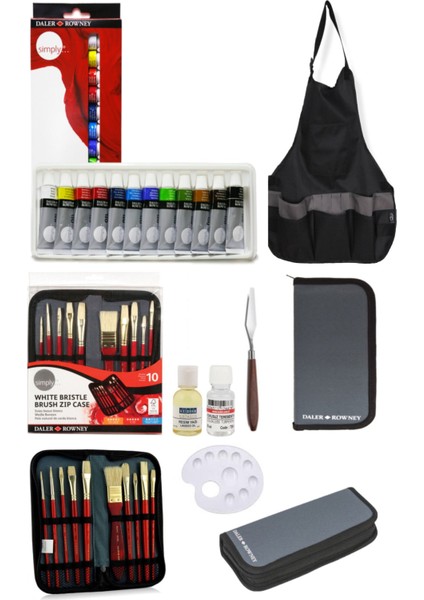 Profesyonel Daller Rowney Yağlı Boya Gereçleri 8 Parça
