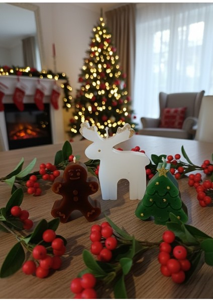 Yılbaşı, Geyik, Kurabiye Adam ve Çam Ağacı Kokulu Mum Seti 3' Lü fiyatları