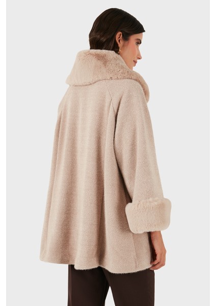 Via Dante Oversize Fit Ceket Yaka Düğmeli Kürk Mont Bayan Mont 6858060 modelleri