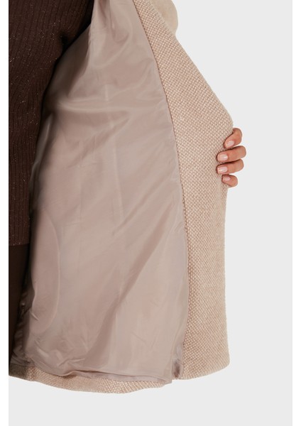 Via Dante Oversize Fit Ceket Yaka Düğmeli Kürk Mont Bayan Mont 6858060