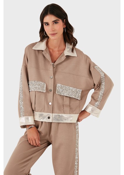 Via Dante Oversize Fit Gömlek Yaka Cep Detaylı Ceket Bayan Ceket 69143570