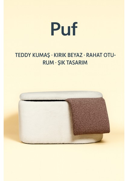 Oval Sandıklı Puf – Şık Tasarım, Geniş Saklama Alanlı Oturma Pufu