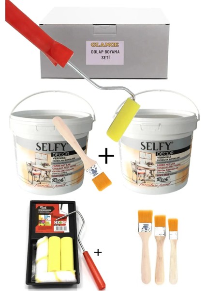 Rich Selfy Decor 1 kg Beyaz 2 'li Kendinden Vernikli Tavalı Dolap Boyama Seti