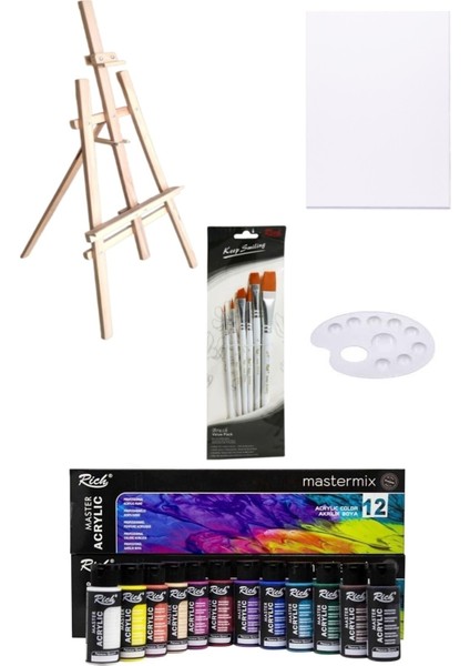 Rich Mastermix 12'li 60 cc 35X50 Tuval Şövale Başlangıç Seti