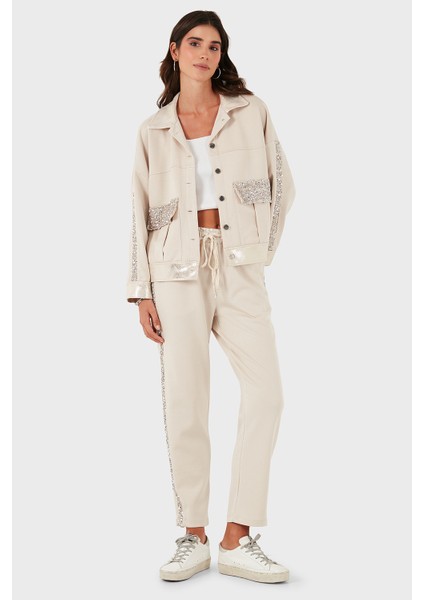 Via Dante Relaxed Fit Normal Bel Düz Paça Pul Detaylı Pantolon Bayan Pantolon 69143450