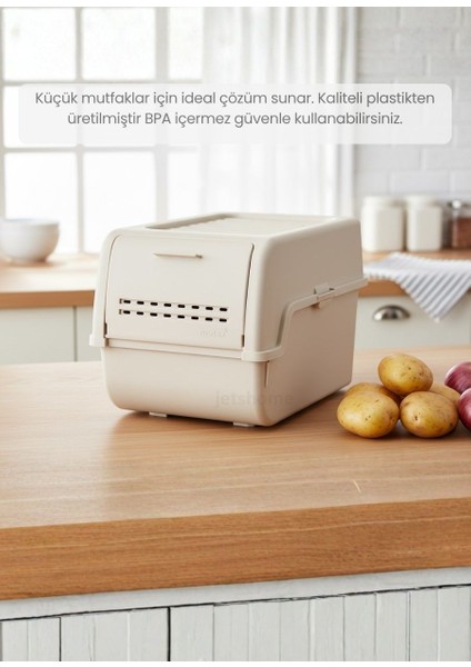 2\'li Mini Boy Patates Soğan Sepeti Bpa Free Sebzelik Organizer Kutu Motek Krem 8 L modelleri