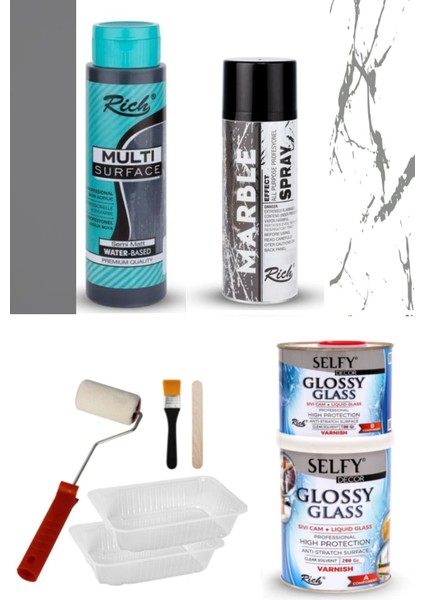 Surface 500CC Antrasit Selfy Decor Glossy Glass 200+100GRBALKON,TERAS,BANYO,MUTFAK,TEZGAH,FAYANS