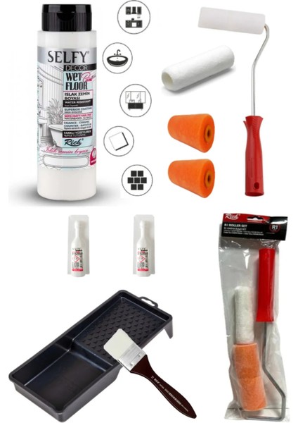 Selfy Decor Islak Zemin Boyası Beyaz 500 ml Tezgah,fayans,granit,mermer,seramik Boyama Seti