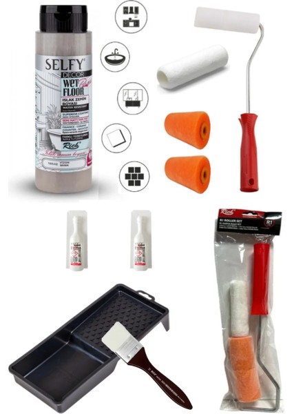 Selfy Decor Islak Zemin Boyası Vizon 500 ml Tezgah,fayans,granit,mermer,seramik Boyama Seti