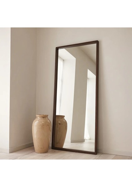 Koyu Ahşap Tam Boy Ahşap Boy Aynası 180CM x 80CM