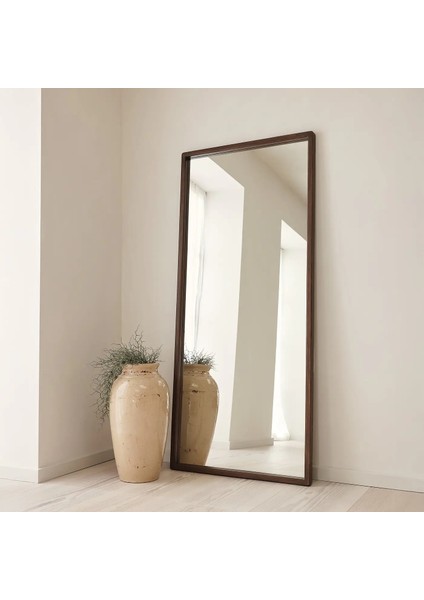 Koyu Ahşap Tam Boy Ahşap Boy Aynası 180CM x 80CM