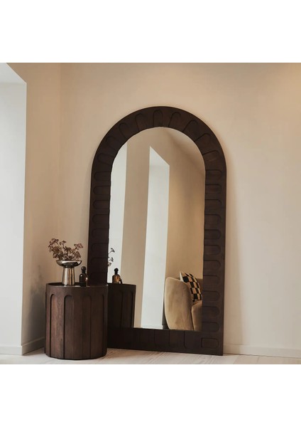Koyu Ahşap Ekstra Büyük Premium Kemerli Ayna 190CM x 110CM