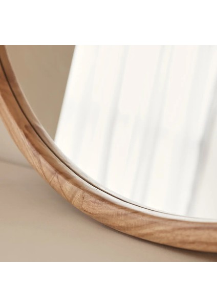Büyük Açık Ahşap Yuvarlak Ahşap Duvar Aynası 90CM x 90CM fiyatları