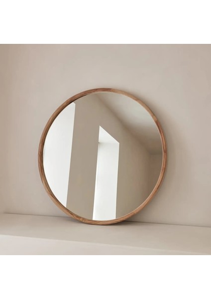Büyük Açık Ahşap Yuvarlak Ahşap Duvar Aynası 90CM x 90CM modelleri