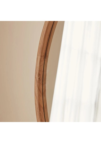 Büyük Açık Ahşap Yuvarlak Ahşap Duvar Aynası 90CM x 90CM