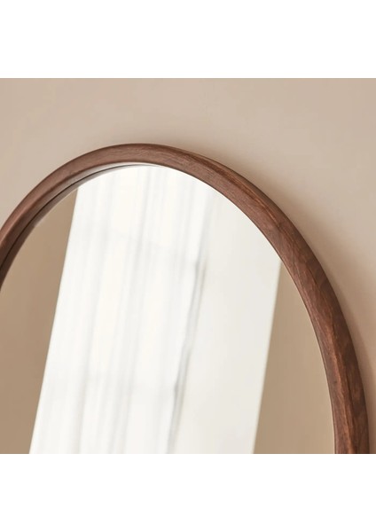 Koyu Ahşap Yuvarlak Ahşap Duvar Aynası 70CM x 70CM