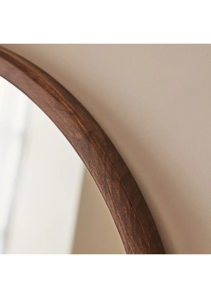 Koyu Ahşap Yuvarlak Ahşap Duvar Aynası 70CM x 70CM