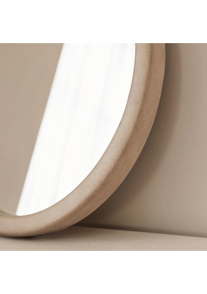 Ekru Ahşap Yuvarlak Ahşap Duvar Aynası 40CM x 40CM Makyaj Aynası fiyatları