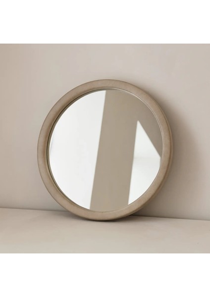 Ekru Ahşap Yuvarlak Ahşap Duvar Aynası 40CM x 40CM Makyaj Aynası fırsatları