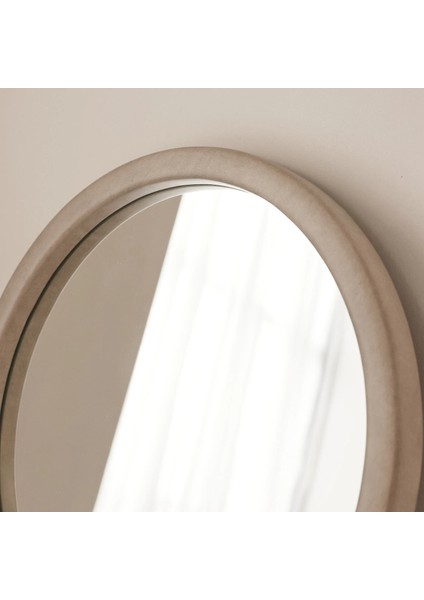 Ekru Ahşap Yuvarlak Ahşap Duvar Aynası 40CM x 40CM Makyaj Aynası indirimleri