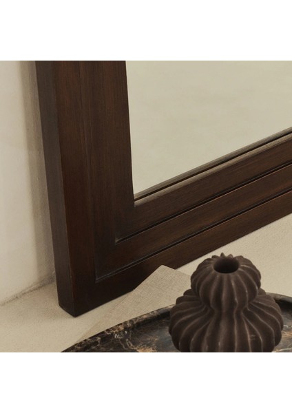 Koyu Ahşap Kemerli Şömine Üstü Ayna 120CM x 100CM
