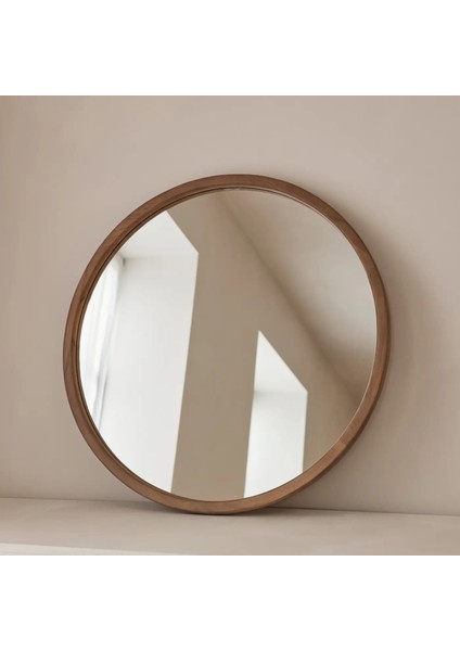 Sıcak Ahşap Yuvarlak Ahşap Duvar Aynası 70CM x 70CM