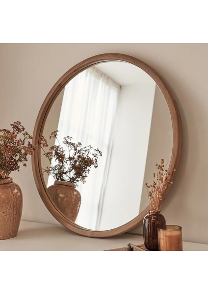 Sıcak Ahşap Yuvarlak Ahşap Duvar Aynası 70CM x 70CM fırsatları