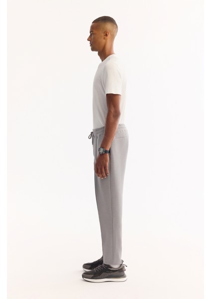 Erkek Gri Beli Lastikli Bağcıklı Soft Touch Bi-Stretch Regular Fit Eşofman Altı A52Y3406