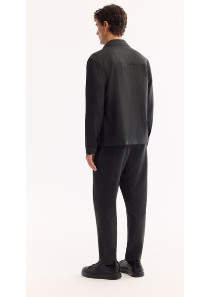 Erkek Antrasit Klasik Yaka Kolay Ütülenen Comfort Fit Gömlek Ceket A52Y2104