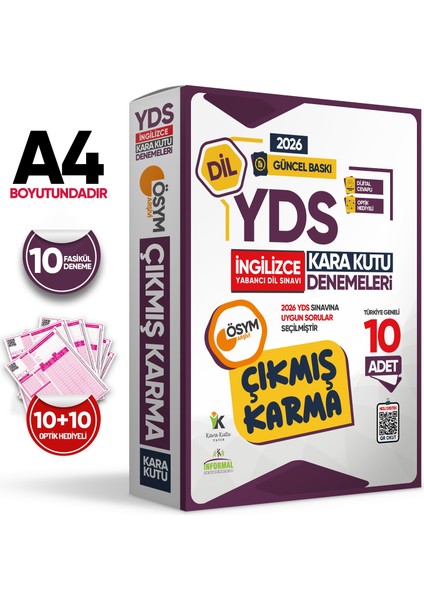 2026 YDS İNGİLİZCE ÖSYM Çıkmış Karma Kara Kutu Deneme Paketi 10lu Dijital Cevaplı